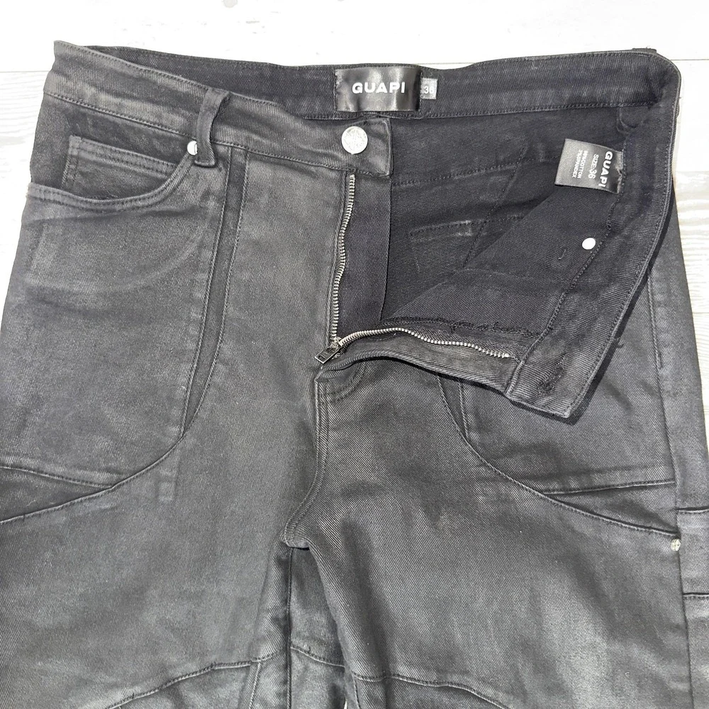 Guapi Jeans Mens 36x32 Black Wide Leg Relaxed Fit Charcoal Denim Stretch Pants